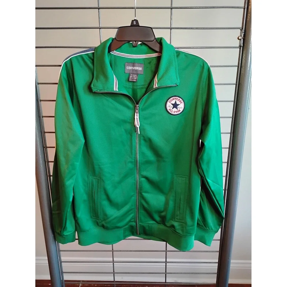 Converse All Star Track Jacket Green Blue Stripe XL Boys 13-15 Years Full Zip